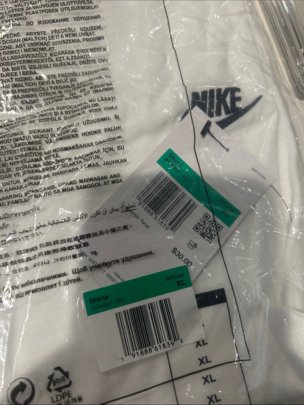 Nike White T-Shirt with Navy Swoosh - Picture 4 of 4